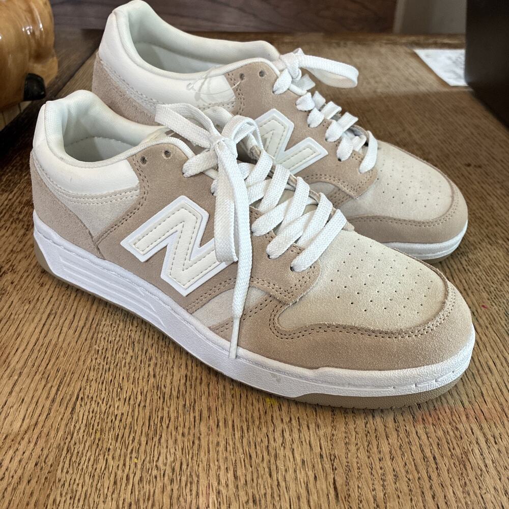 New Balance 480 Timberwolf / White Mens 7.5 Women’s 9 NEW Sneakers Suede Shoes